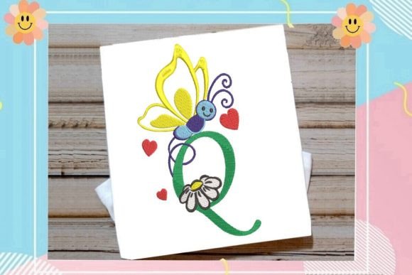 Butterfly Q Letter Monogram: Elegance Meets Practicality in Monogram Embroidery