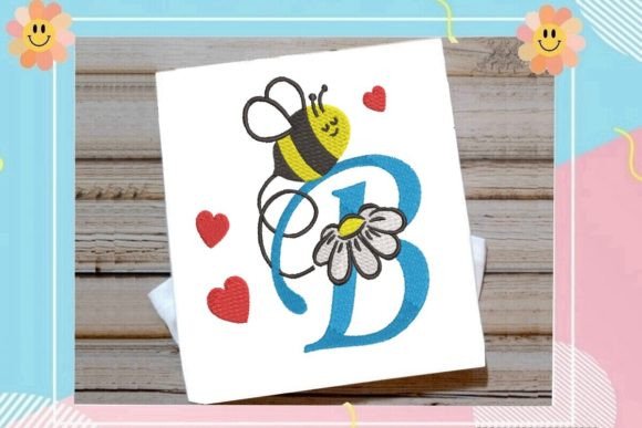 Cute Bee B Letter Monogram: A Playful Touch for Seasonal Embroidery