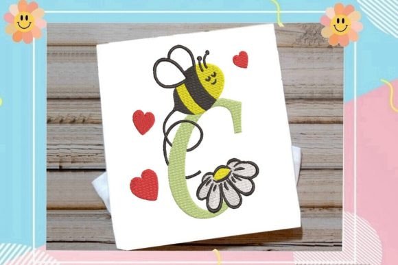 Cute Bee C Letter Monogram: A Playful Touch for Personalized Embroidery