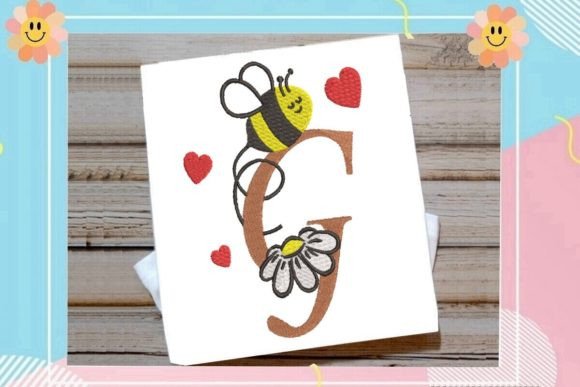 Cute Bee G Letter Monogram: A Playful Touch for Personalized Embroidery