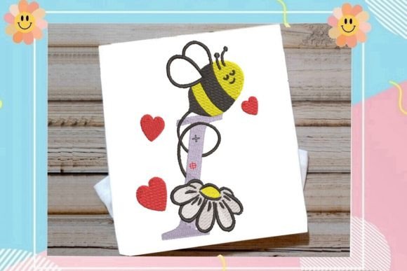 Cute Bee I Letter Monogram: A Playful Touch for Seasonal Embroidery