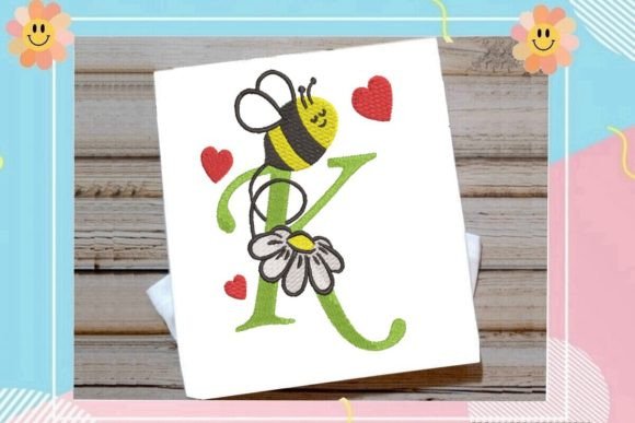 Cute Bee K Letter Monogram: A Sweet Touch for Personalized Embroidery