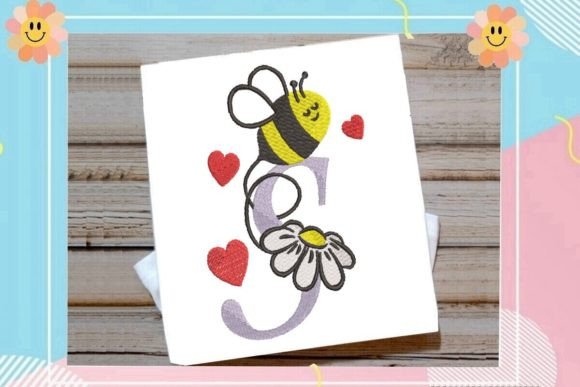 Cute Bee S Letter Monogram: A Playful Touch for Seasonal Embroidery
