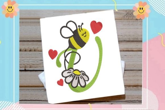 Cute Bee U Letter Monogram: A Playful Touch for Custom Embroidery Projects