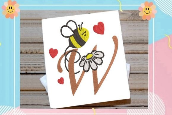 Cute Bee W Letter Monogram: A Sweet Touch for Personalized Embroidery Gifts