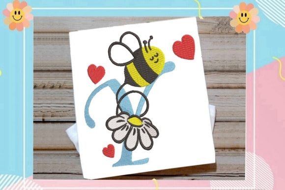 Cute Bee Y Letter Monogram: A Playful Touch for Seasonal Embroidery Projects