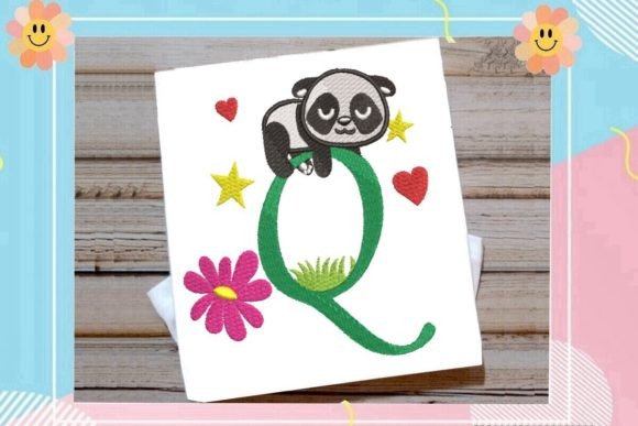 Cute Panda Monogram Q: A Seasonal Embroidery Gem