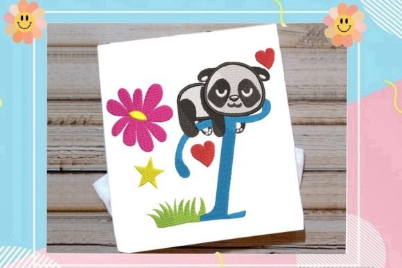 Cute Panda Monogram T Letter Review for Apparel Embroidery